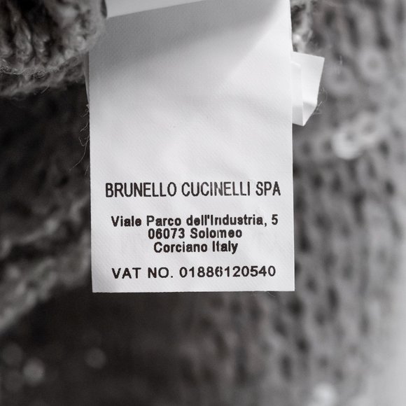 Brunello Cucinelli SS/22 Grey Sequin-Embellished Knitted Cropped Jumper - Picture 11 of 11